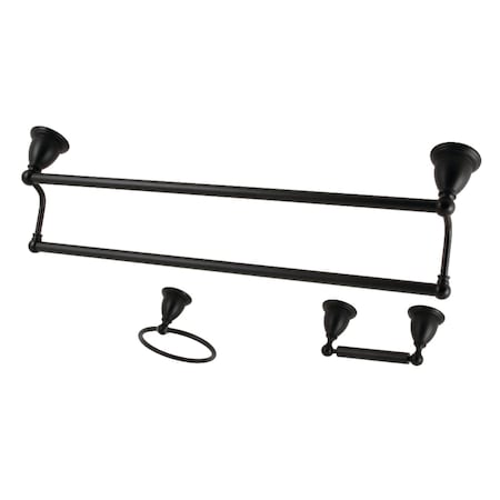 Kingston Brass 3Piece Bathroom Accessory Set, Matte Black BAK175348MB